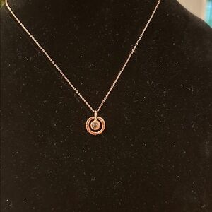 Rose Gold I Love You in 100 Languages Pendant Single pink crystal on circle